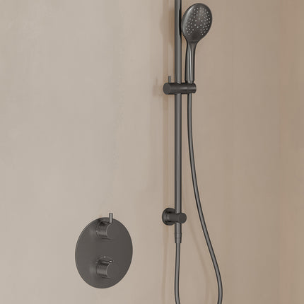 Wiesbaden Caral inbouwthermostaat beam hoofddouche 3 standen handdouche gunmetal - afbeelding 2 | Schwertz & Co