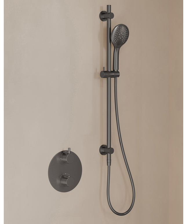 Wiesbaden Caral inbouwthermostaat beam hoofddouche 3 standen handdouche gunmetal - afbeelding 2 | Schwertz & Co
