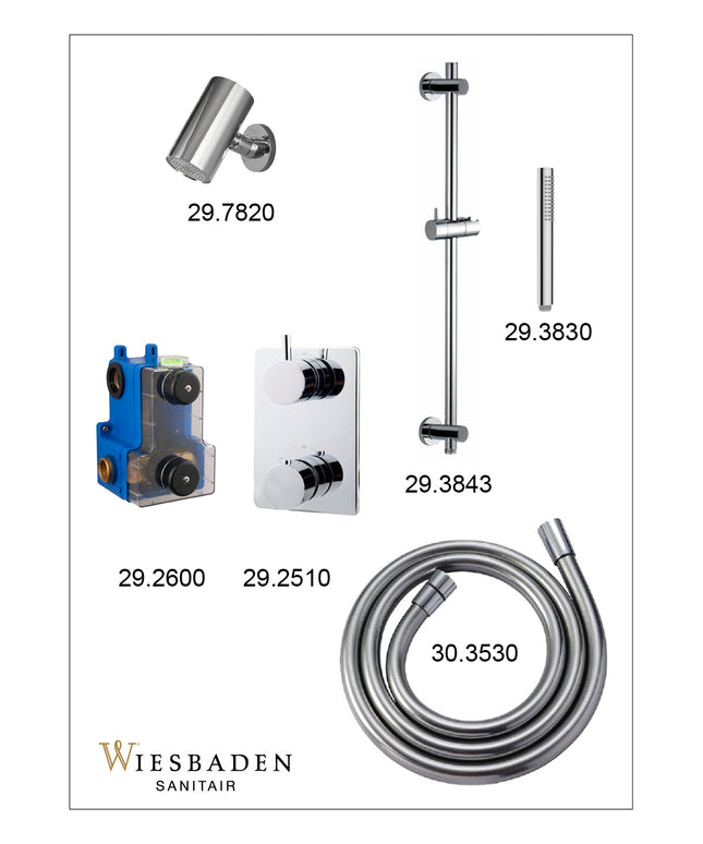 Wiesbaden Caral inbouwthermostaat beam hoofddouche staafhanddouche chroom - afbeelding 3 | Schwertz & Co