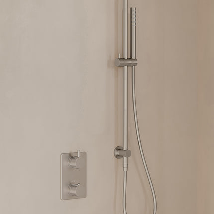 Wiesbaden Caral inbouwthermostaat beam hoofddouche staafhanddouche geborsteld staal - afbeelding 2 | Schwertz & Co