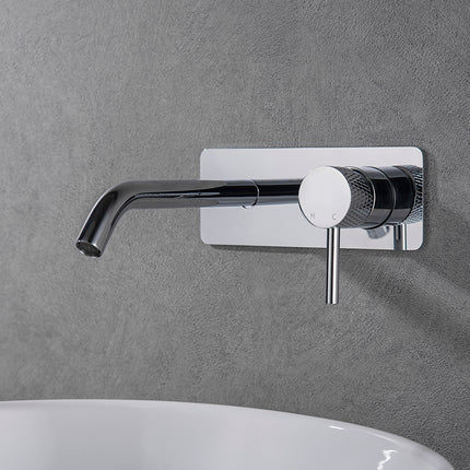 Wiesbaden Ribbd wastafelkraan inbouw chroom - detailfoto muurplaat | Schwertz & Co