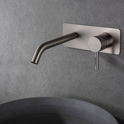Wiesbaden Ribbd inbouw wastafelkraan geborsteld staal - productfoto | Schwertz & Co