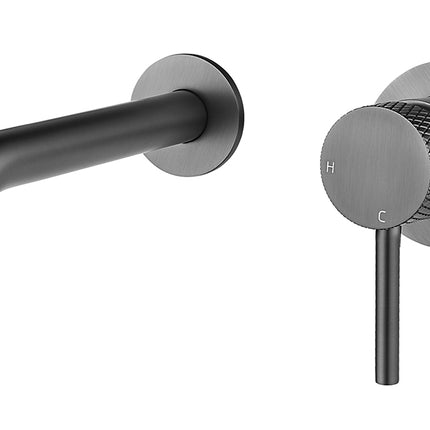 Wiesbaden Ribbd inbouw wastafelkraan gunmetal | Schwertz & Co