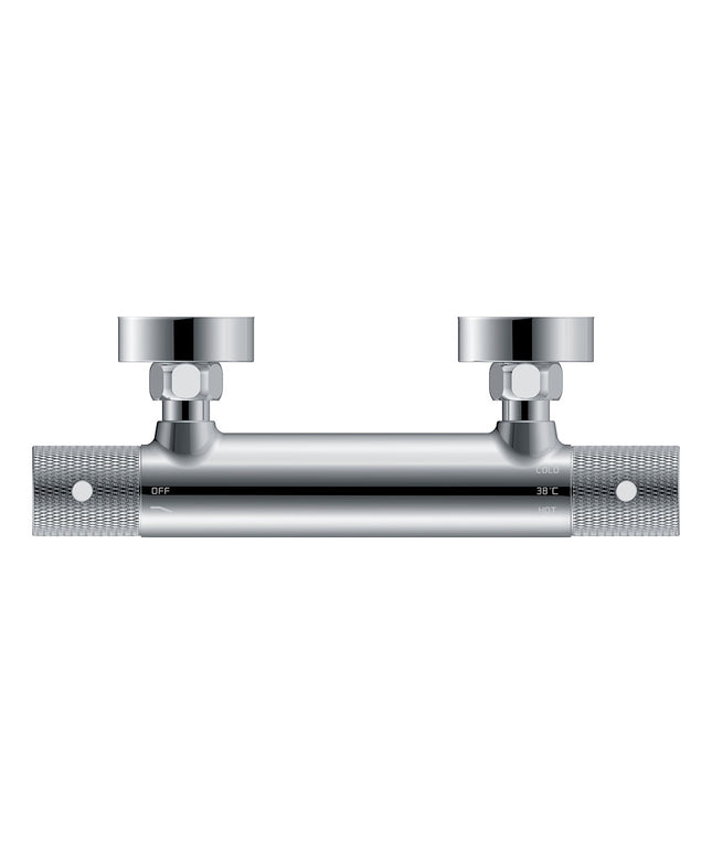 Wiesbaden Ribbd thermostatische douchemengkraan chroom - detailfoto | Schwertz & Co