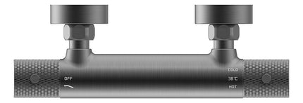 Wiesbaden Ribbd thermostatische douchemengkraan gunmetal - detailfoto | Schwertz & Co