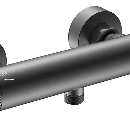 Wiesbaden Ribbd thermostatische douchemengkraan gunmetal | Schwertz & Co