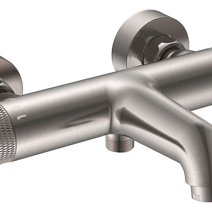 Wiesbaden Ribbd thermostatische badmengkraan geborsteld staal | Schwertz & Co