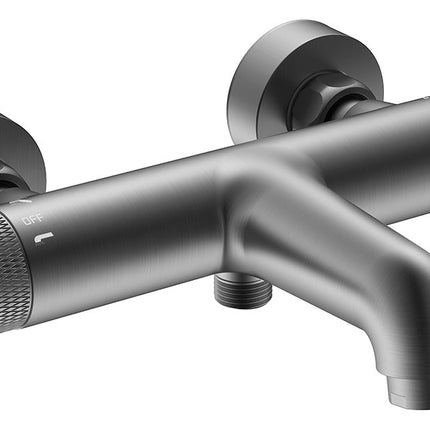 Wiesbaden Ribbd thermostatische badmengkraan gunmetal | Schwertz & Co