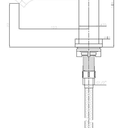 Wiesbaden Ribbd fonteinkraan chroom - technische tekening | Schwertz & Co