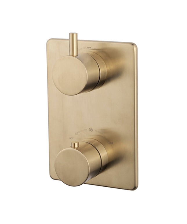 Wiesbaden Caral afbouwdeel inbouwthermostaat geborsteld messing | Schwertz & Co