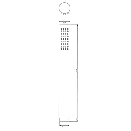 Wiesbaden UniMatch staafhanddouche 1 stand geborsteld messing - technische tekening | Schwertz & Co