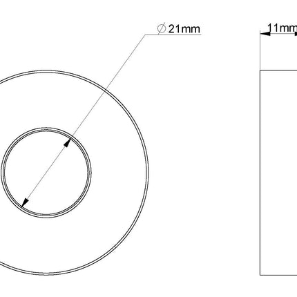 Wiesbaden UniMatch rozet douchearm wandmontage geborsteld messing - technische tekening | Schwertz & Co