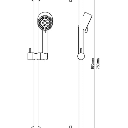 Wiesbaden UniMatch Cadans glijstangset geborsteld messing - technische tekening | Schwertz & Co