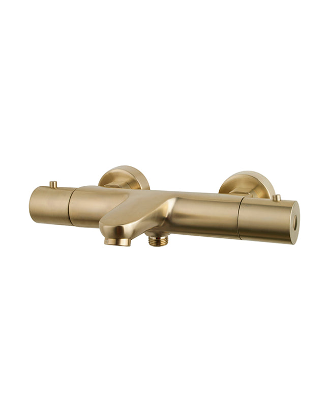 Wiesbaden Caral thermostatische badmengkraan geborsteld messing | Schwertz & Co
