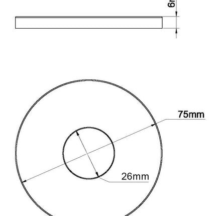 Wiesbaden Caral rozet uitloop wastafelkraan 75 mm mat zwart - technische tekening | Schwertz & Co