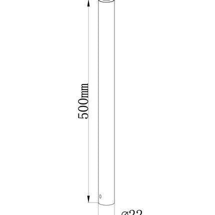 Wiesbaden - Kraanonderdeel - Caral bad verlengbuis 50cm tbv douchestang chroom - technische tekening