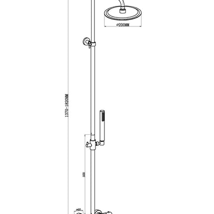 Wiesbaden Caral bad verlengbuis 50 cm chroom - technische tekening | Schwertz & Co