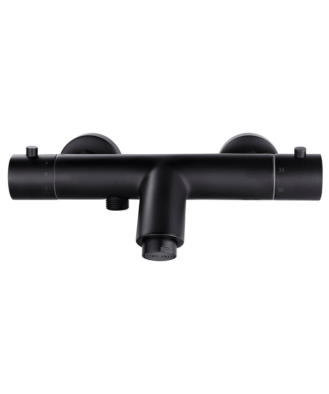 Xellanz Rio thermostatische badmengkraan 15 cm mat zwart | Schwertz & Co