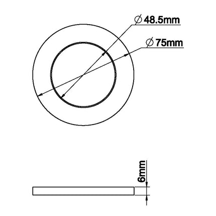Wiesbaden Caral rozet kraangedeelte 75 mm gunmetal - technische tekening | Schwertz & Co