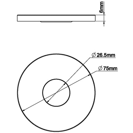 Wiesbaden Caral rozet uitloop wastafelkraan 75 mm gunmetal PVD - technische tekening | Schwertz & Co