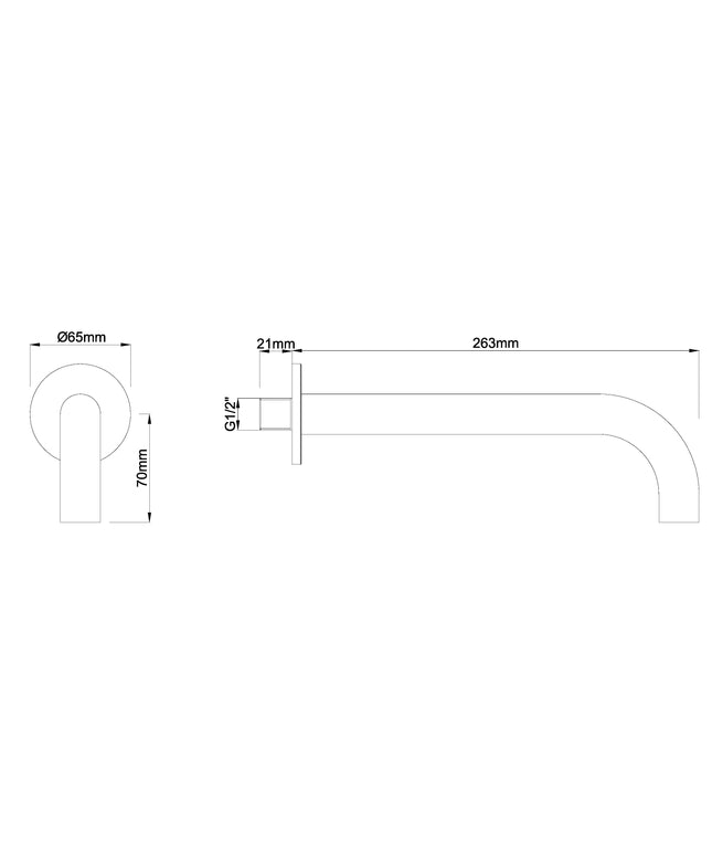 Wiesbaden Caral baduitloop rond 25 cm geborsteld brons koper PVD - technische tekening | Schwertz & Co