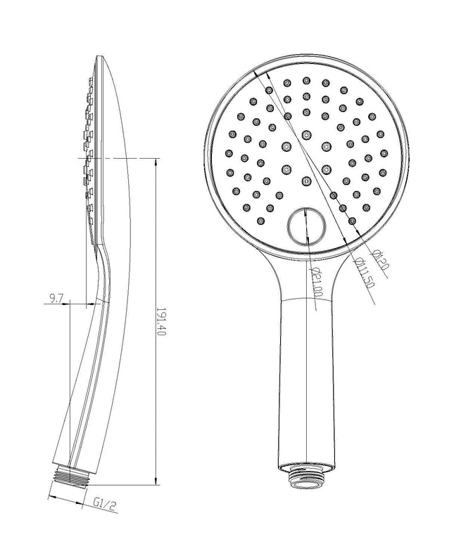 Wiesbaden UniMatch handdouche 3 standen gunmetal - technische tekening | Schwertz & Co