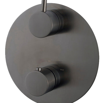 Wiesbaden Caral afbouwdeel rond inbouwthermostaat 2-weg gunmetal | Schwertz & Co