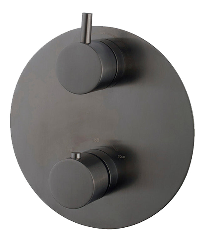 Wiesbaden Caral afbouwdeel rond inbouwthermostaat 2-weg gunmetal | Schwertz & Co