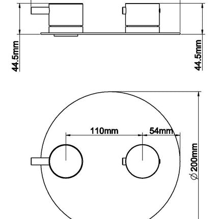 Wiesbaden Caral afbouwdeel rond 2-weg gunmetal - technische tekening | Schwertz & Co