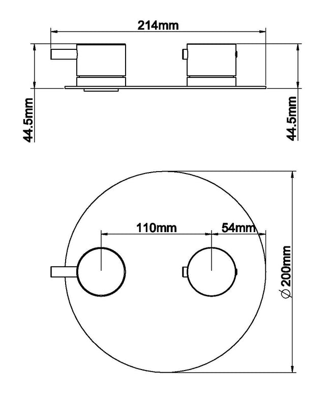 Wiesbaden Caral afbouwdeel rond 2-weg gunmetal - technische tekening | Schwertz & Co