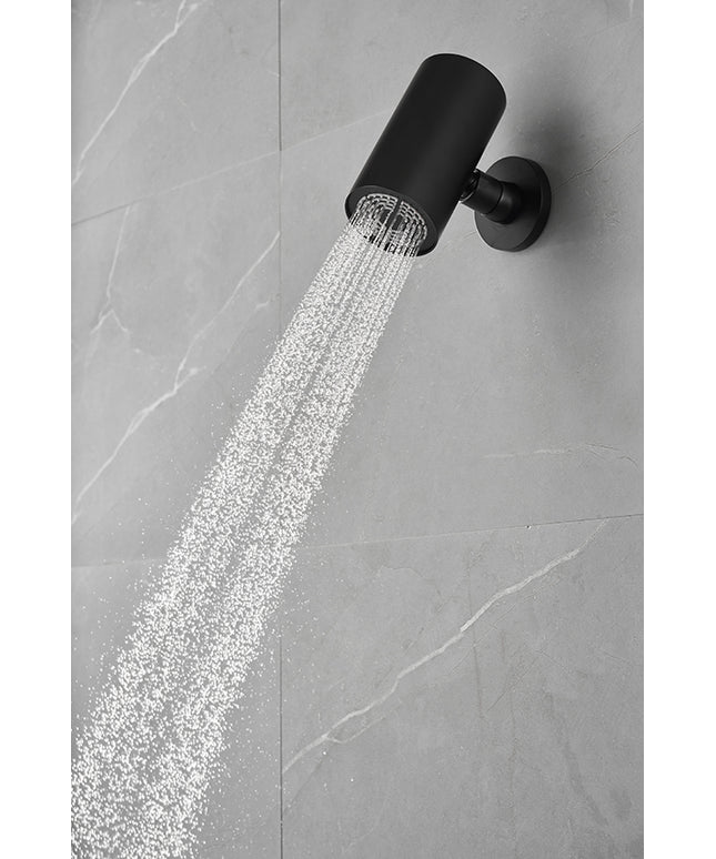 Wiesbaden UniMatch Beam hoofddouche mat zwart - detailfoto muurbevestiging | Schwertz & Co
