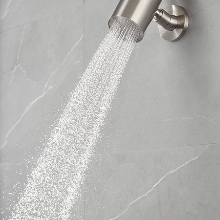 Wiesbaden UniMatch Beam hoofddouche geborsteld staal - detailfoto muurbevestiging | Schwertz & Co
