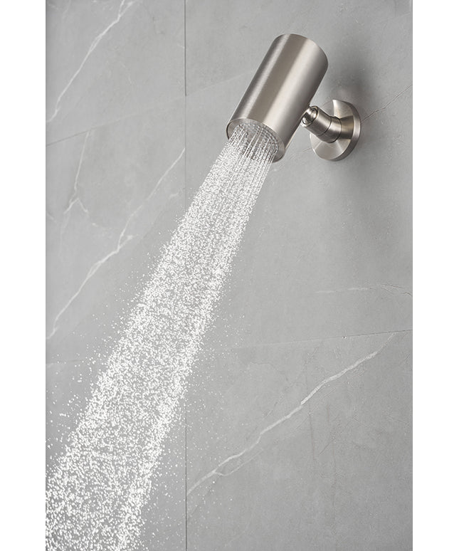 Wiesbaden UniMatch Beam hoofddouche geborsteld staal - detailfoto muurbevestiging | Schwertz & Co