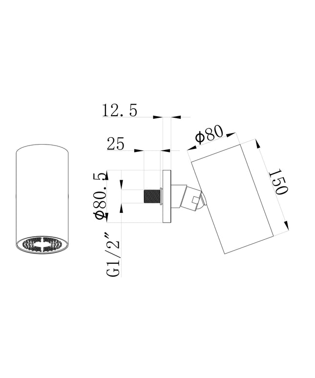 Wiesbaden UniMatch Beam hoofddouche geborsteld brons koper - technische tekening | Schwertz & Co
