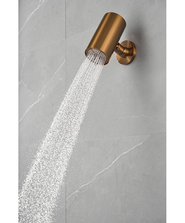 Wiesbaden UniMatch Beam hoofddouche geborsteld brons koper - detailfoto muurbevestiging | Schwertz & Co