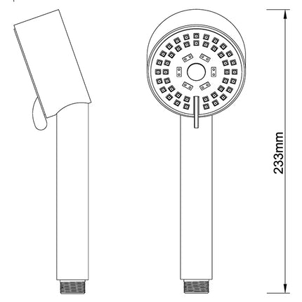 Wiesbaden UniMatch Cadans handdouche gunmetal - technische tekening | Schwertz & Co