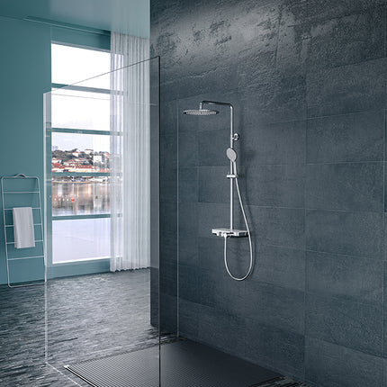Xellanz Nuovo regendoucheset chroom met planchet - detailfoto 1 | Schwertz & Co
