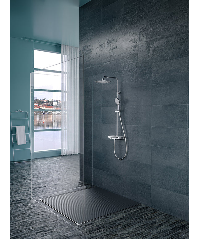 Xellanz Nuovo regendoucheset chroom met planchet - detailfoto 1 | Schwertz & Co