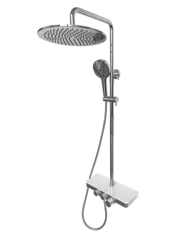 Xellanz Nuovo regendoucheset chroom met planchet - detailfoto 3 | Schwertz & Co