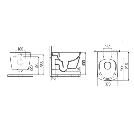 Creavit Elegant hangtoilet / ophang WC – randloos – glanzend wit