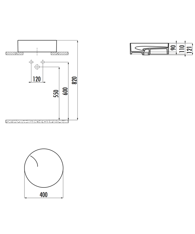 Creavit Ruby RB141 Waskom – Opbouw – Keramiek – 40x11x40 cm – Glanzend Wit