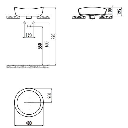 Creavit Ruby RB140 Waskom – Opbouw – Keramiek – 40x10x40 cm – Glanzend Wit