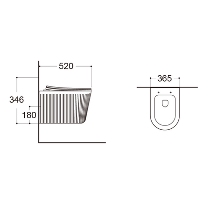 Aloni Muffly hangtoilet / ophang WC met ribbel – tornado flush – randloos – met zitting – glanzend wit