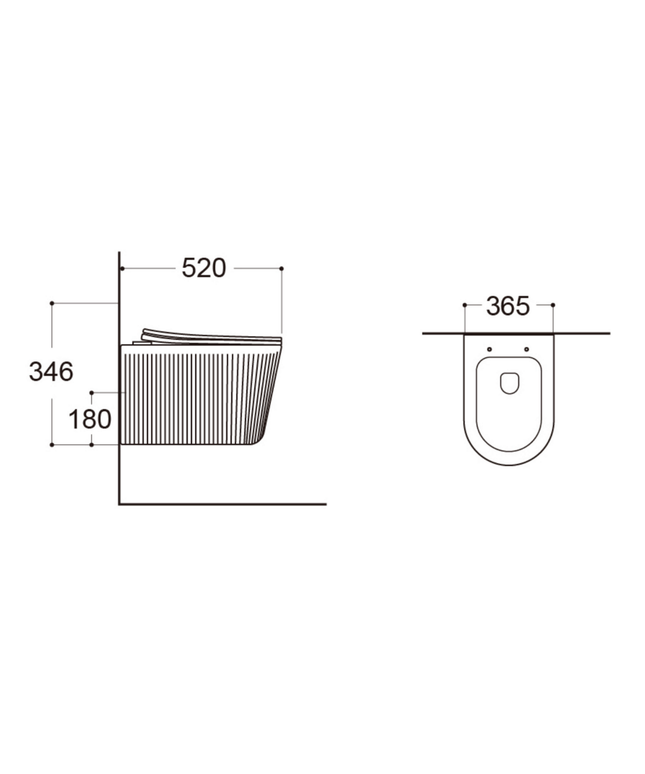 Aloni Muffly hangtoilet / ophang WC met ribbel – tornado flush – randloos – met zitting – glanzend wit