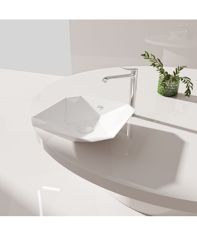 Creavit Ruby RB040 Waskom – Opbouw – Keramiek – 40x8,5x40 cm – Glanzend Wit