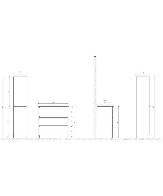 ALONI JUPITER wastafelonderkast – 80 cm – Zwart – Softclose