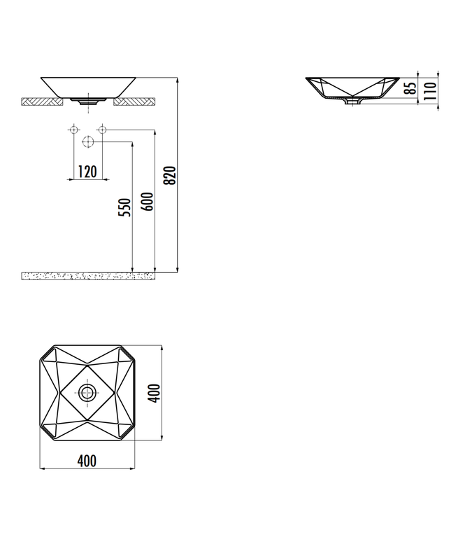 Creavit Ruby RB040 Waskom – Opbouw – Keramiek – 40x8,5x40 cm – Glanzend Wit