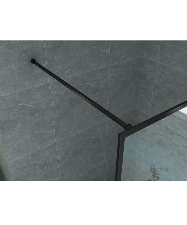 ALONI inloopdouchewand met mat zwart profiel – 140x200 cm – 8 mm veiligheidsglas