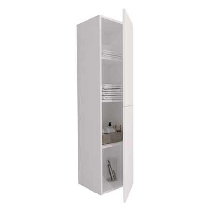 Aloni Elite High Bathroom Cabinet - 160 cm - Matt white - Horizontal relief - Softclose