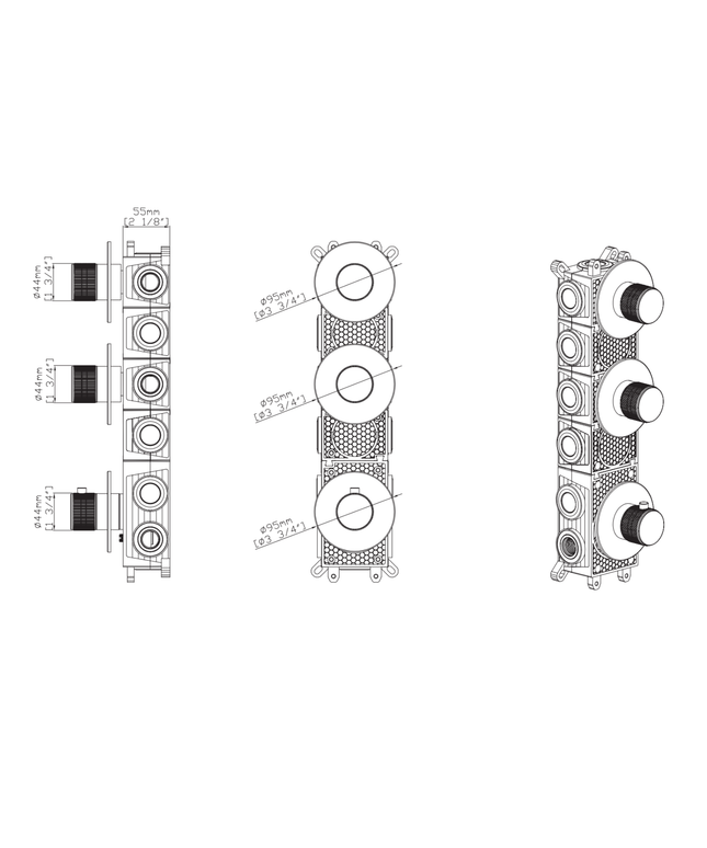 ALONI Stria afbouwdeel douchemengkraan – 2-weg – thermostatisch – geborsteld RVS